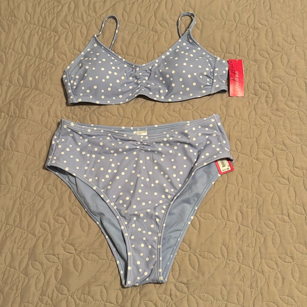 Blue polka dot Print Bikini NWT
